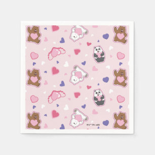 We Bare Bears - Valentine Hearts Pattern Napkin