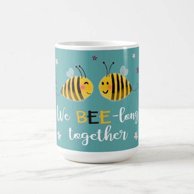 We BEE-long together with bees & flowers Valentine Coffee Mug (Center)