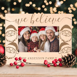 We Believe Santa Family Name Christmas Keepsake Etched Frames<br><div class="desc">Capture the magic of the holidays with this "We Believe" etched wood photo frame, featuring a delightful Santa design. Perfect for showcasing your favourite holiday memories, this personalised frame brings a whimsical and festive touch to any home decor. Add your family name for a unique and heartfelt gift or a...</div>