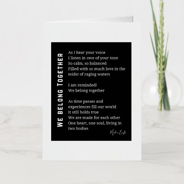 We Belong together love poem  Foil Greeting Card (Front)