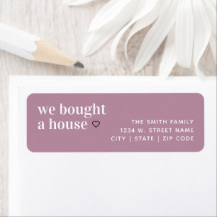 We Bought a House Simple Heart Return Address Labe Return Address Label