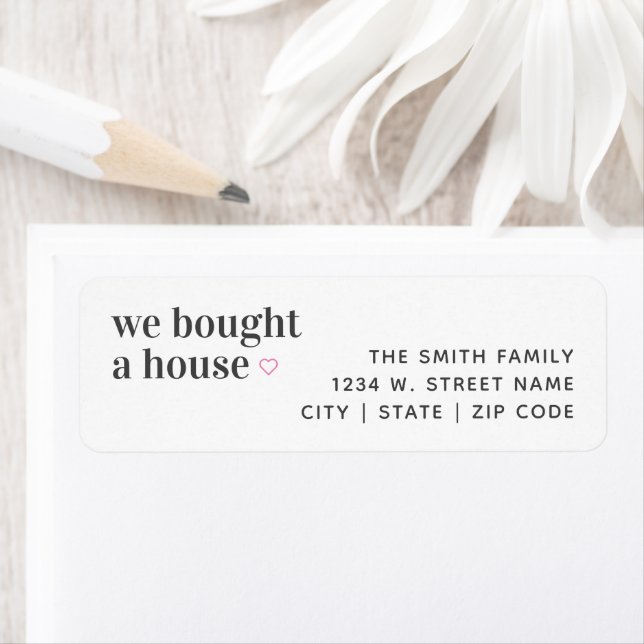 We Bought a House Simple Heart Return Address Label (Insitu)