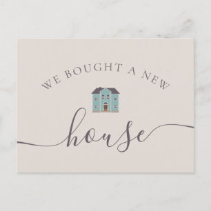 We Bought A New House Cream & Teal Announcement Postcard
