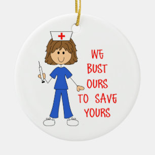 We Bust Ours Ceramic Ornament