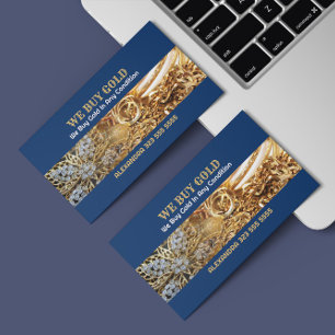 We Buy Gold Pile of Gold Jewellery Background Business Card