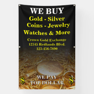We Buy Gold Silver Coins Jewellery Side Wall Banner