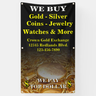 We Buy Gold Silver Coins Jewellery Side Wall Banner