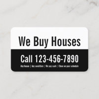 We Buy Houses Black and White Promotional Template