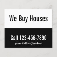 We Buy Houses Black and White Promotional Template