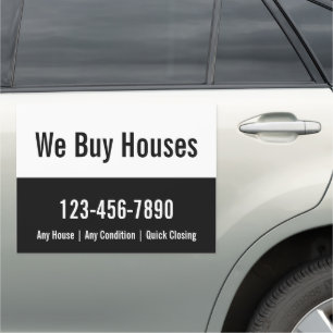 We Buy Houses Black & White Phone Number Your Text Car Magnet