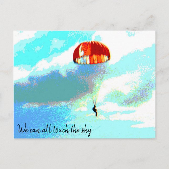 We can all touch the sky, parachute, inspiration postcard (Front)