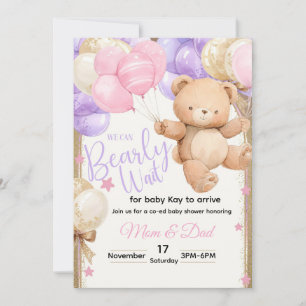 We can Barely Wait Baby Bear Invitation
