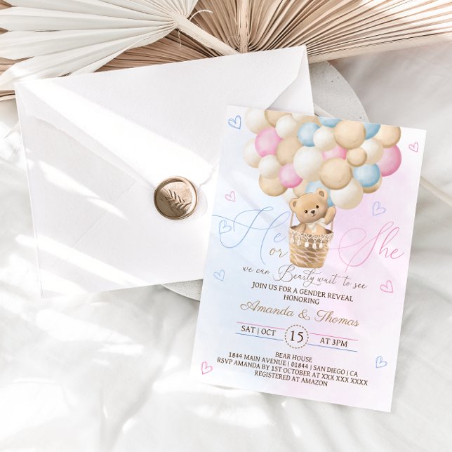 We Can Bear Bearly Wait Bear Gender Reveal Invitation (Creator Uploaded)