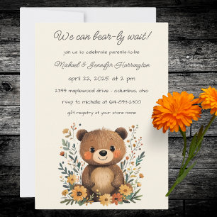 We Can Bear-ly Wait Boho Baby Shower Invitation