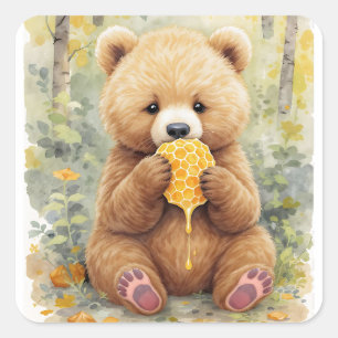 We Can Bear-ly Wait! Boy's Baby Shower Square Sticker