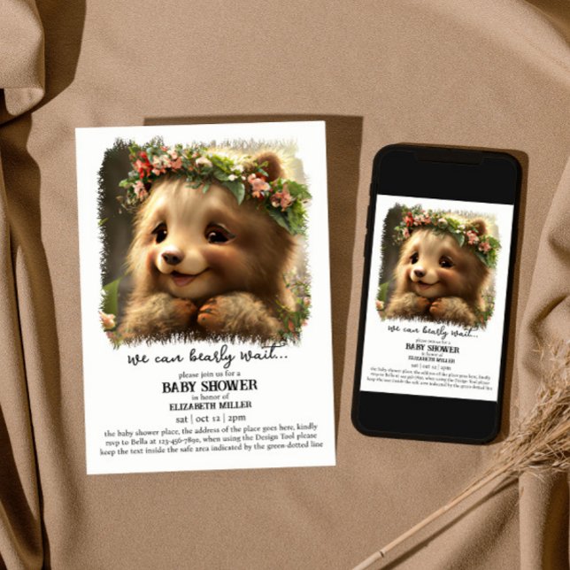 We Can Bearly (Barely) Wait Baby Boy Shower Invitation (Creator Uploaded)