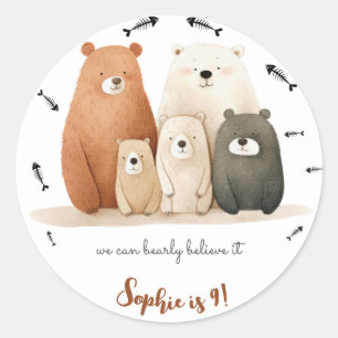 we can bearly believe it kids birthday classic round sticker