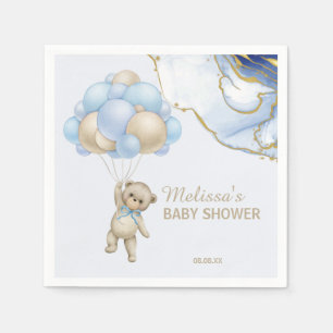 We can bearly wait abstract blue gold custom napkin