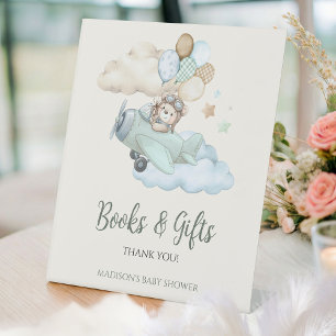 We Can Bearly Wait Aeroplane Books and Gifts  Pedestal Sign