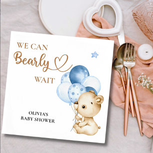 We can bearly wait baby boy baby shower napkin