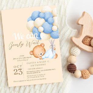 We can Bearly Wait Baby Boy Shower Invitation