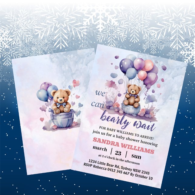 we can bearly wait baby boy shower invitations (Creator Uploaded)