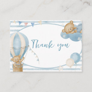 We Can Bearly Wait Baby Boy Shower Thank You Card