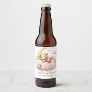 We Can Bearly Wait Baby Girl Shower Pink Beer Bottle Label