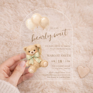  We Can Bearly Wait Baby Shower Acrylic Invitations