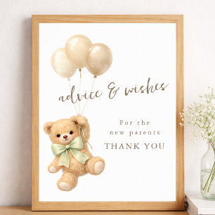 We Can Bearly Wait Baby Shower Advice & Wishes Poster