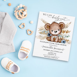 We Can Bearly Wait Baby Shower Bear  Boho Blue 