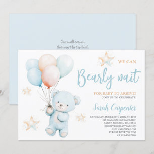 We Can Bearly Wait Baby Shower Boy Invitation