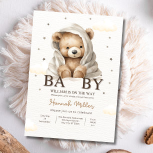 We Can Bearly Wait Baby Shower Boy Teddy Bear baby Invitation