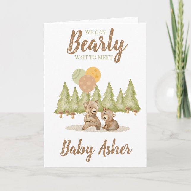 We Can Bearly Wait | Baby Shower Card (Front)