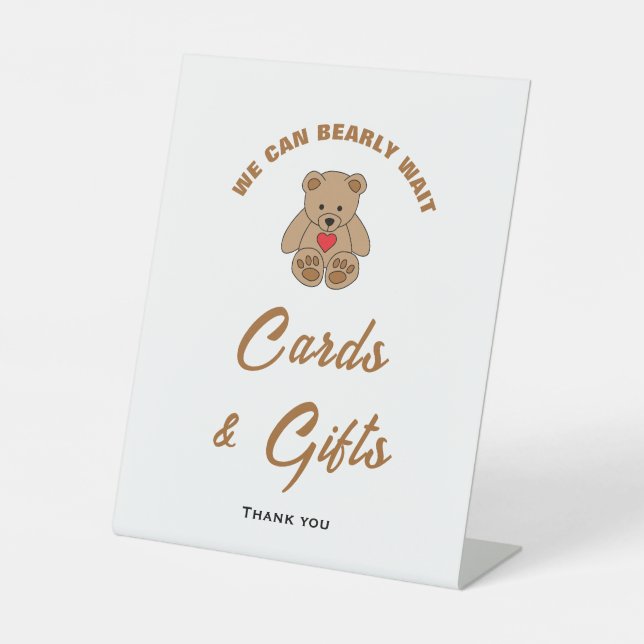 We Can Bearly Wait Baby Shower Cards & Gifts Sign (Front)