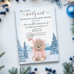 We Can Bearly Wait Baby Shower Christmas Winter Invitation