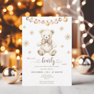 We Can Bearly Wait Baby Shower Christmas Winter Invitation