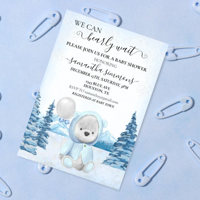 We Can Bearly Wait Baby Shower Christmas Winter  Invitation (Creator Uploaded)