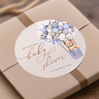 We Can Bearly Wait! Baby Shower Classic Round Stic