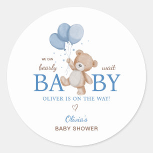 We Can Bearly Wait Baby Shower Classic Round Sticker