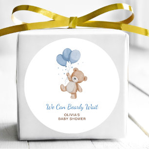 We Can Bearly Wait Baby Shower Classic Round Sticker