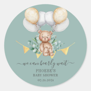 We Can Bearly Wait Baby Shower Classic Round Sticker