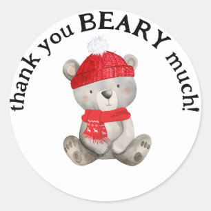 We Can BEARLY Wait Baby Shower Classic Round Sticker