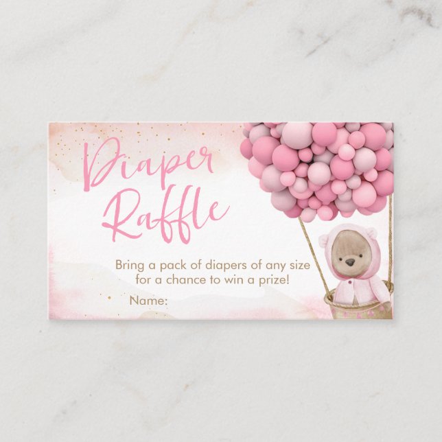 We Can Bearly Wait Baby Shower Diaper Raffle Business Card (Front)