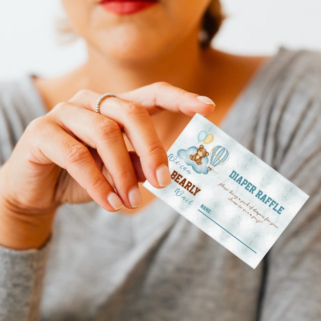 We Can Bearly Wait Baby Shower Diaper Raffle Business Card (Creator Uploaded)