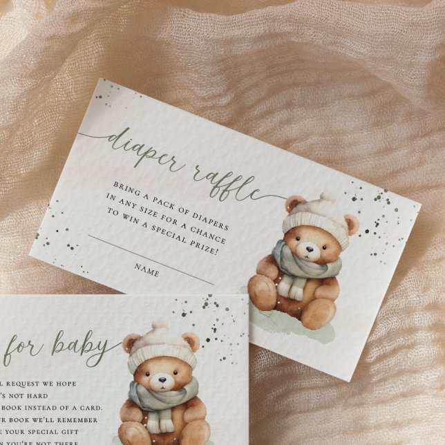 We Can Bearly Wait Baby Shower Diaper Raffle Card (Creator Uploaded)