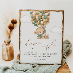 We Can Bearly Wait Baby Shower Diaper Raffle Poste Poster