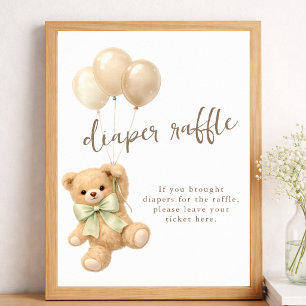 We Can Bearly Wait Baby Shower Diaper Raffle Poster