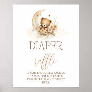 We can bearly wait baby shower Diaper Raffle sign