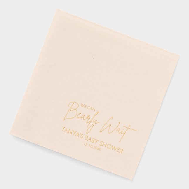 We Can Bearly Wait Baby Shower Foil Napkins (Left)